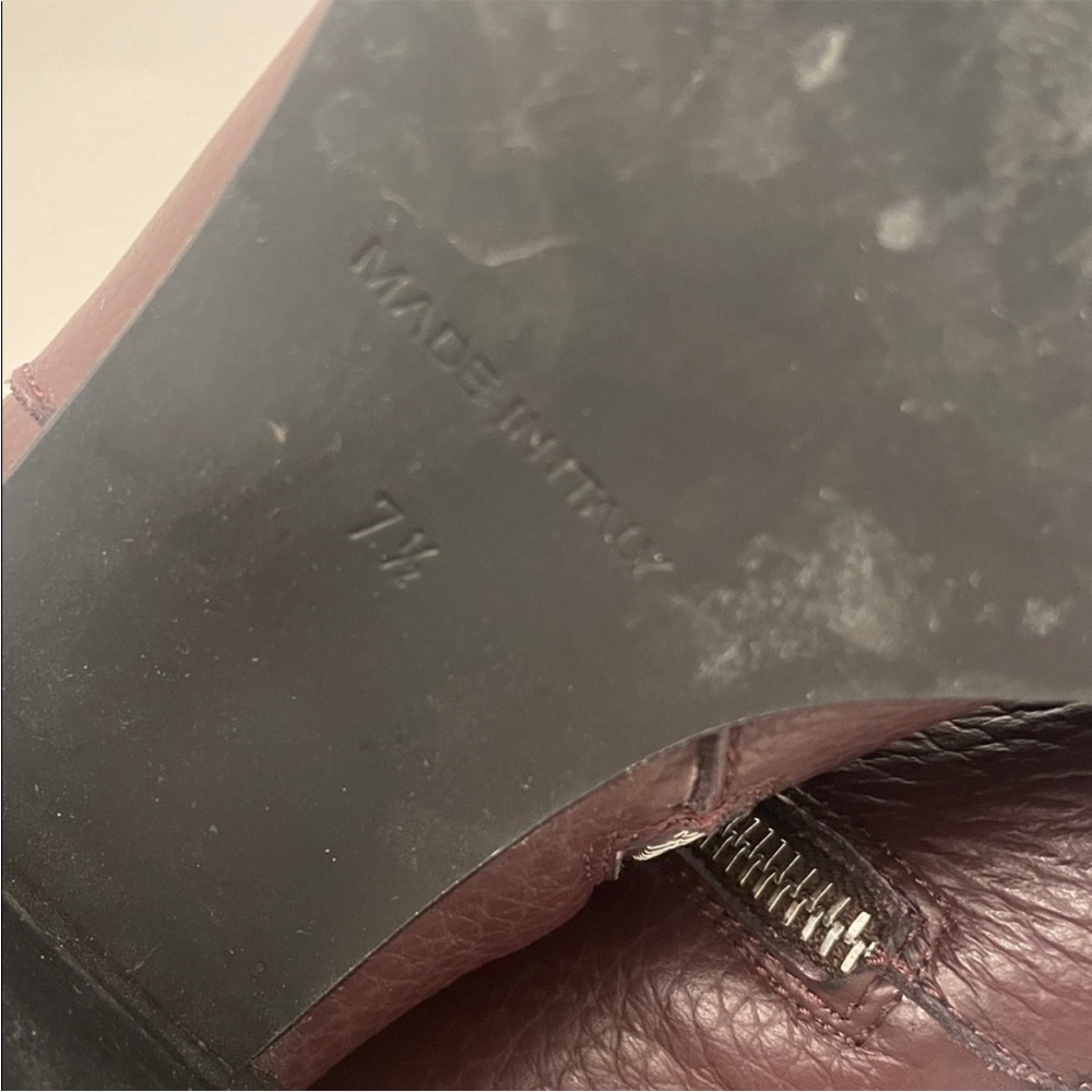 Everlane The Boss Ankle Boot Leather Pointed Toe Chunky Heel Burgundy Size 7.5 - Picture 9 of 11